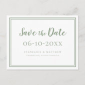 Sparen de Datum Groene en Witte Eenvoudige Modern  Aankondigingskaart (Voorkant)