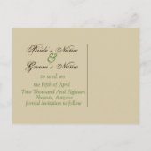 Sparen de Datum Groene Shade Weddenkleuren Aankondigingskaart (Achterkant)