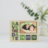 Sparen de Datum Groene Shade Weddenkleuren Aankondigingskaart (Staand voorkant)