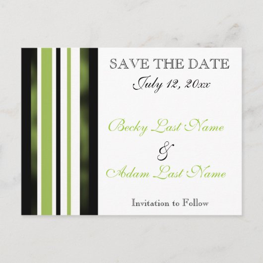 Sparen de Datum Groene Stripes Briefkaart (Voorkant)
