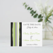 Sparen de Datum Groene Stripes Briefkaart (Staand voorkant)