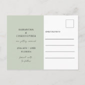 Sparen de Datum Groene Waterverf Eucalyptus Wedden Aankondigingskaart (Achterkant)