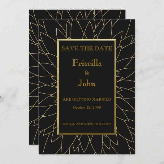 Sparen de datum, grote gatsby, dahlia geometric kaart (Voorkant / Achterkant)