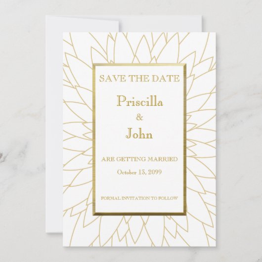 Sparen de datum, grote gatsby, dahlia geometric save the date (Voorkant)