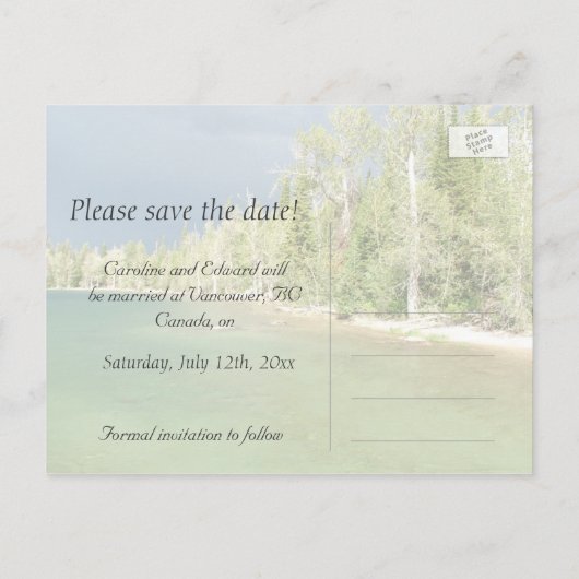 Sparen de datum, Grote Teton landschapsfoto Aankondigingskaart (Achterkant)