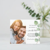 Sparen de datum grove de fotobruiloft van eucalypt (Staand voorkant)