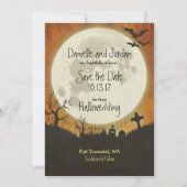 Sparen de Datum Halloween bruiloft in sinaasappel Save The Date (Voorkant)