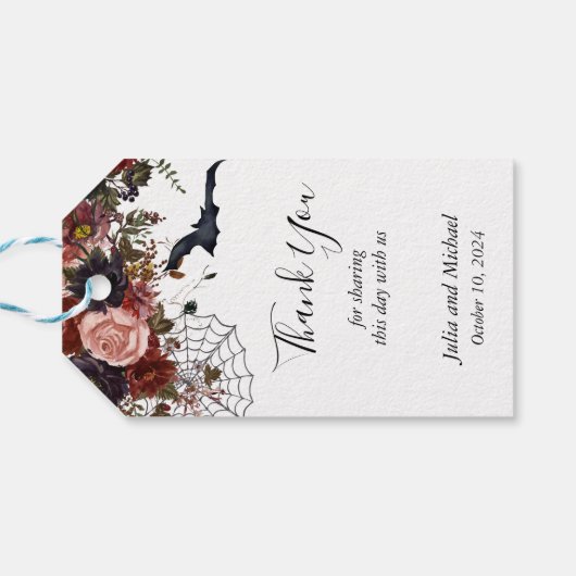 Sparen de Datum Halloween de Waterverf van de Wedd Cadeaulabel (Achterkant Horizontaal)