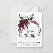 Sparen de Datum Halloween Fall Wedding Floral Notitiekaartje (Voorkant)