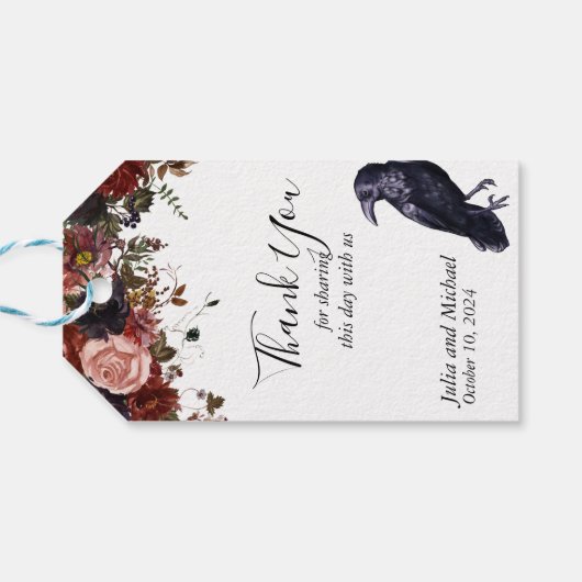 Sparen de Datum Halloween Fall Wedding Raven Cadeaulabel (Achterkant Horizontaal)