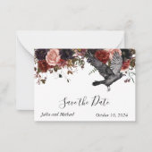 Sparen de Datum Halloween Fall Wedding Raven Notitiekaartje (Voorkant)