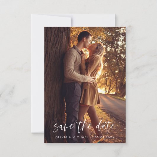 Sparen de Datum Handgeschreven de Foto van de Wedu Save The Date (Voorkant)