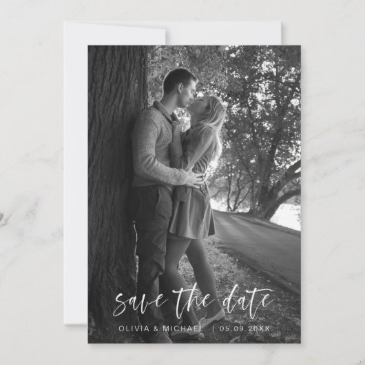 Sparen de Datum Handgeschreven de Foto van de Wedu Save The Date (Voorkant)