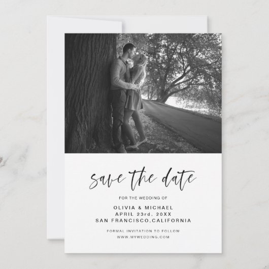 Sparen de Datum Handgeschreven de Foto van de Wedu Save The Date (Achterkant)