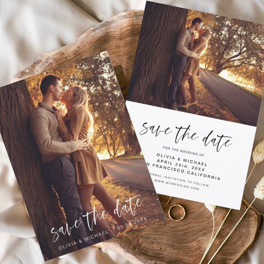 Sparen de Datum Handgeschreven de Foto van de Wedu Save The Date