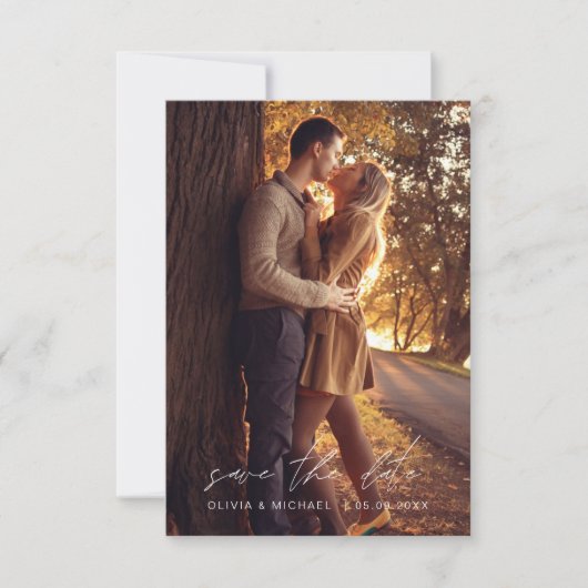 Sparen de Datum Handgeschreven Herfst van de Foto  Save The Date (Voorkant)