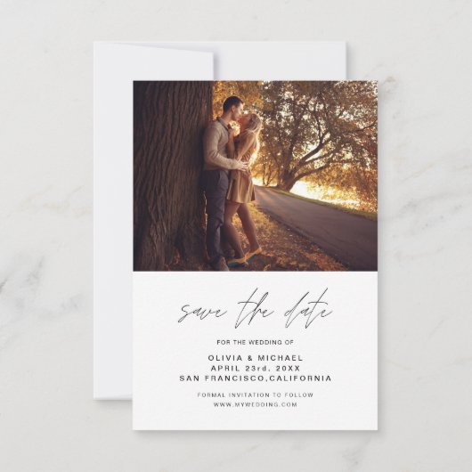 Sparen de Datum Handgeschreven Herfst van de Foto  Save The Date (Achterkant)