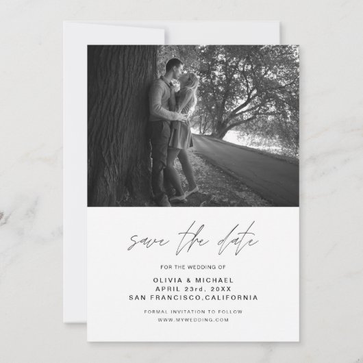 Sparen de Datum Handgeschreven Herfst van de Foto Save The Date (Achterkant)