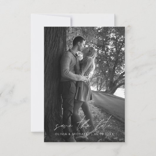 Sparen de Datum Handgeschreven Herfst van de Foto  Save The Date (Voorkant)