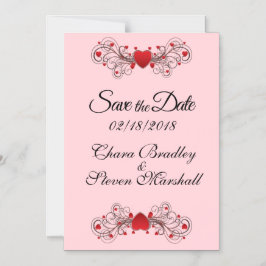 Sparen de Datum hartenroze Magnetische Uitnodiging