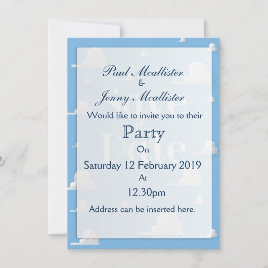 Sparen de Datum  hemel en de wolken nodigen uit Kaart (Voorkant)