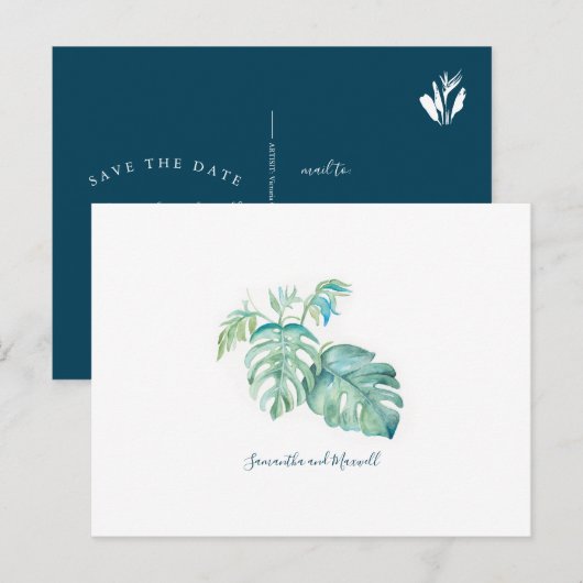 Sparen de Datum het Briefkaart van de Tropische Wa (Voorkant / Achterkant)