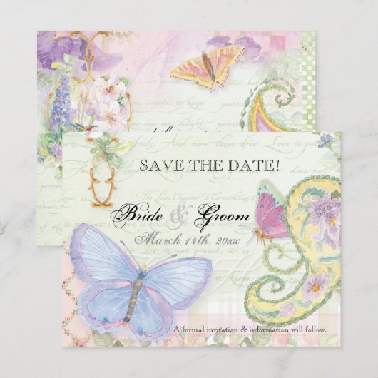 Sparen de Datum - het Collectie van de Berichten v Save The Date (Voorkant / Achterkant)