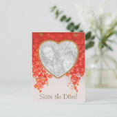  sparen de Datum, het Hart en de Bloemen Aankondigingskaart (Staand voorkant)