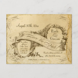 Sparen de Datum - het Verberde Vintage Weddenschap Aankondigingskaart