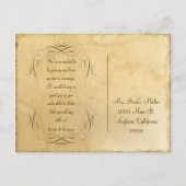 Sparen de Datum - het Verberde Vintage Weddenschap Aankondigingskaart (Achterkant)