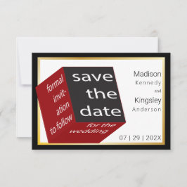 Sparen de Datum Hoge Tech Zwarte Geometrische Kubb Save The Date