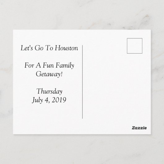 Sparen de Datum - Houston - Briefkaart (Achterkant)