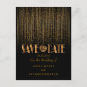 Sparen de Datum in een Golden Shower en Zwart Aankondigingskaart (Voorkant)