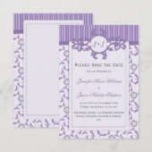 Sparen de Datum in Lavender met Patroon Save The Date (Voorkant / Achterkant)