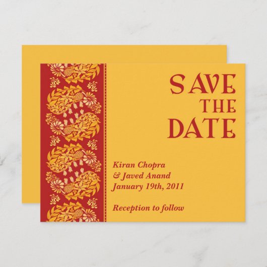 Sparen de Datum Indiase Aankondiging (Voorkant / Achterkant)