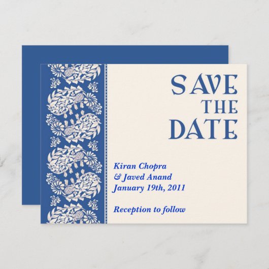 Sparen de Datum Indische/Joodse Aankondiging (Voorkant / Achterkant)