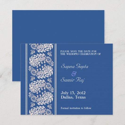 Sparen de Datum Indische/Joodse Aankondiging (Voorkant / Achterkant)