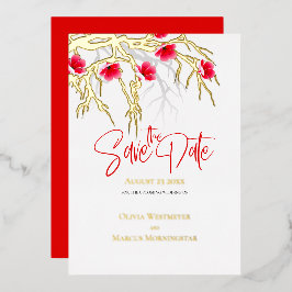 Sparen de Datum Japanse Blossom Tak Folie Uitnodiging