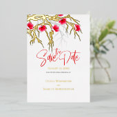 Sparen de Datum Japanse Blossom Tak Folie Uitnodiging (Staand Voorkant)