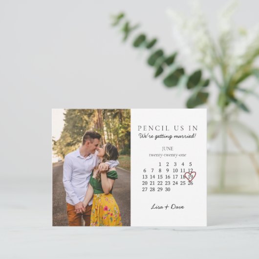 Sparen de Datum Juni 2021 Maand Roze Hart van de K Briefkaart (Staand voorkant)