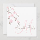Sparen de Datum Kaarten Cherry Blossom met Monogra (Voorkant)
