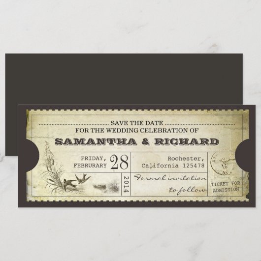 sparen de datum kaartentypografische uitnodiging (Voorkant / Achterkant)