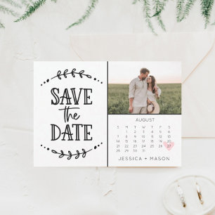 Sparen de Datum kalender Rustic getrokken Kaart