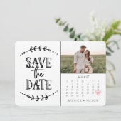 Sparen de Datum kalender Rustic getrokken Kaart (Staand voorkant)