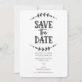 Sparen de Datum kalender Rustic getrokken Kaart (Achterkant)