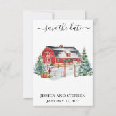 Sparen de Datum Kerstavond van de winter Barn Save The Date (Voorkant)