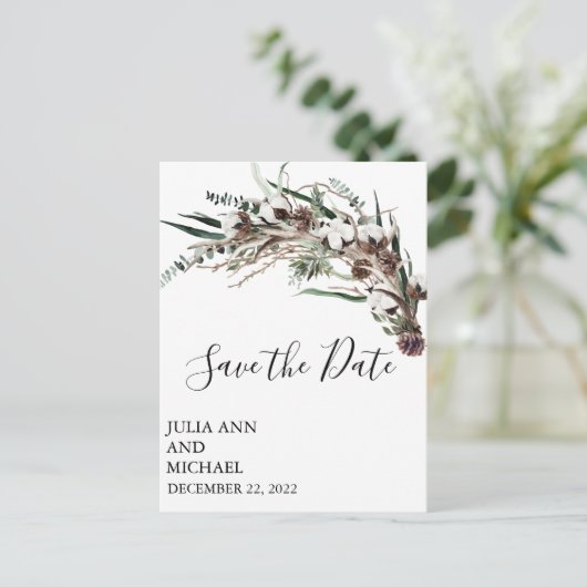 Sparen de Datum Kerstkatoen van de Winterwoede Briefkaart (Staand voorkant)