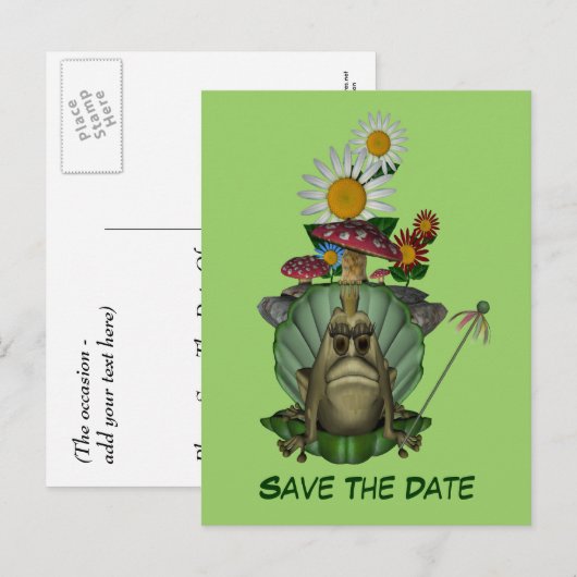 Sparen de datum Kikkerprinses op troon Briefkaart (Voorkant / Achterkant)