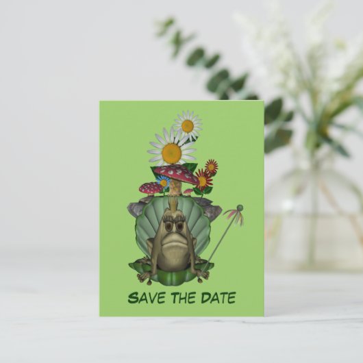 Sparen de datum Kikkerprinses op troon Briefkaart (Staand voorkant)