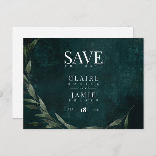 Sparen de Datum, Klassiek Groen Feestdagenkaart (Voorkant / Achterkant)